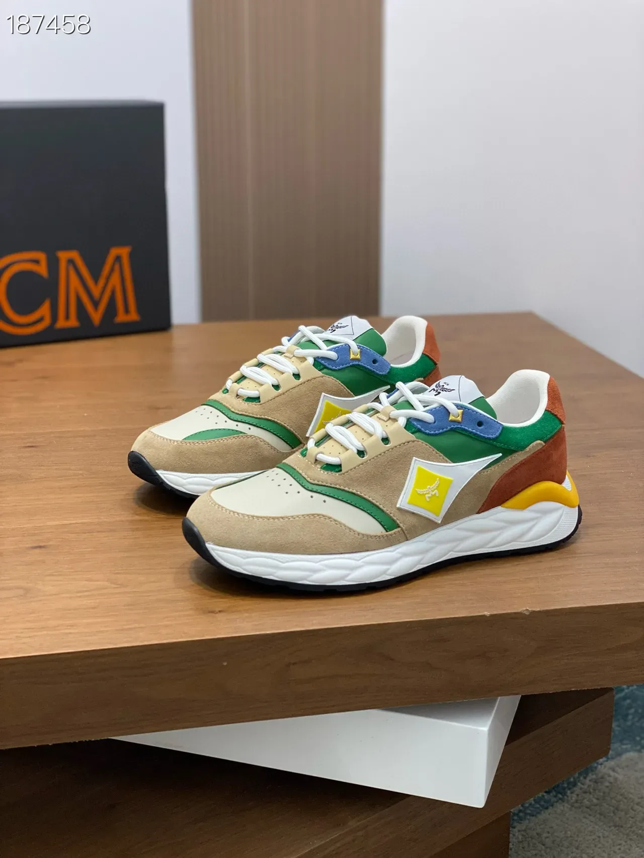 MCM Multi-Panel Color-Block Suede Sneakers 1