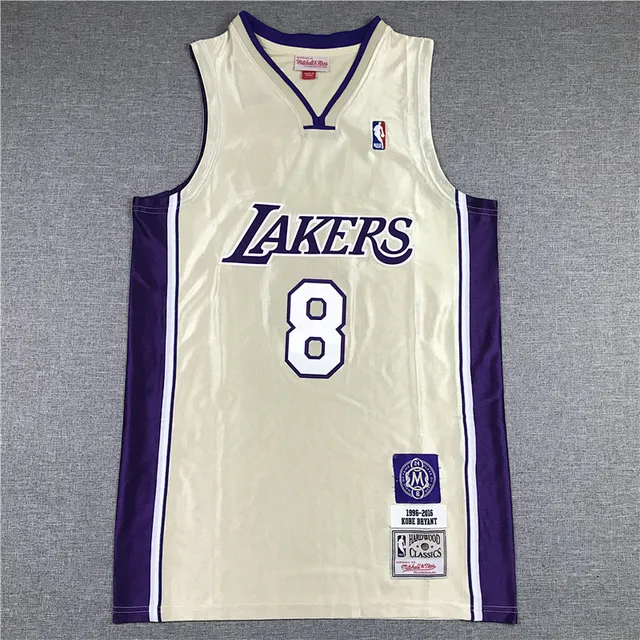 Mitchell & Ness Hardwood Classics Cream and Purple Lakers Kobe Bryant Jersey 2