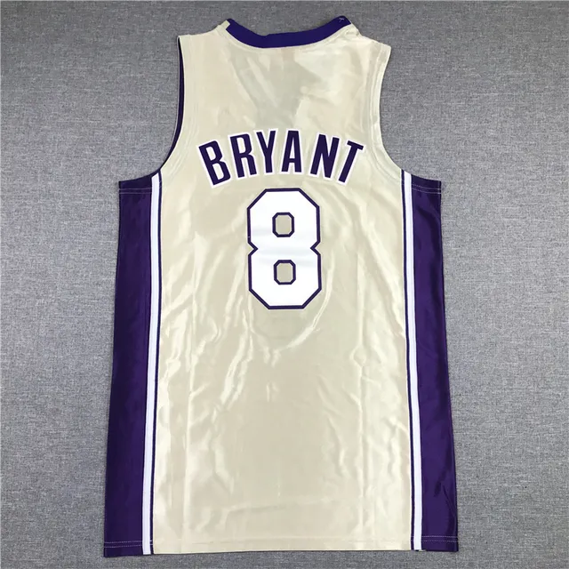 Mitchell & Ness Hardwood Classics Cream and Purple Lakers Kobe Bryant Jersey 3