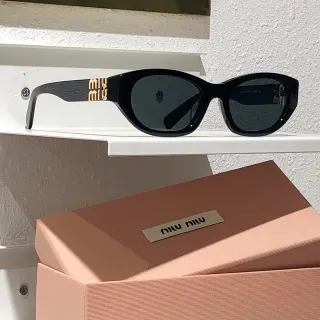 Miu Miu Arcadie أسود ذهبي نمط عين القطة إطار أسيتات نظارات شمسية