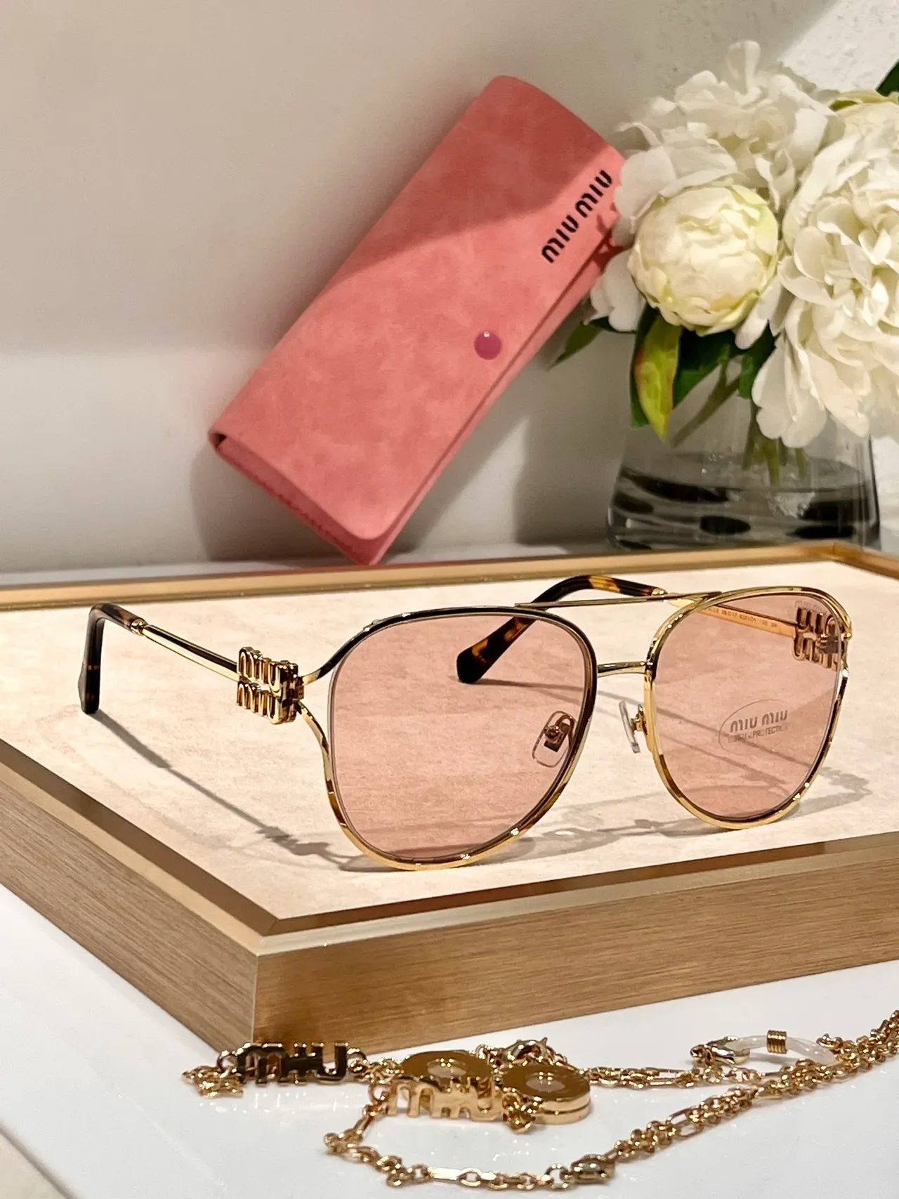 Miu Miu Aviateur Doré Brun Silhouette Cadre Métal Lunettes de Soleil 5