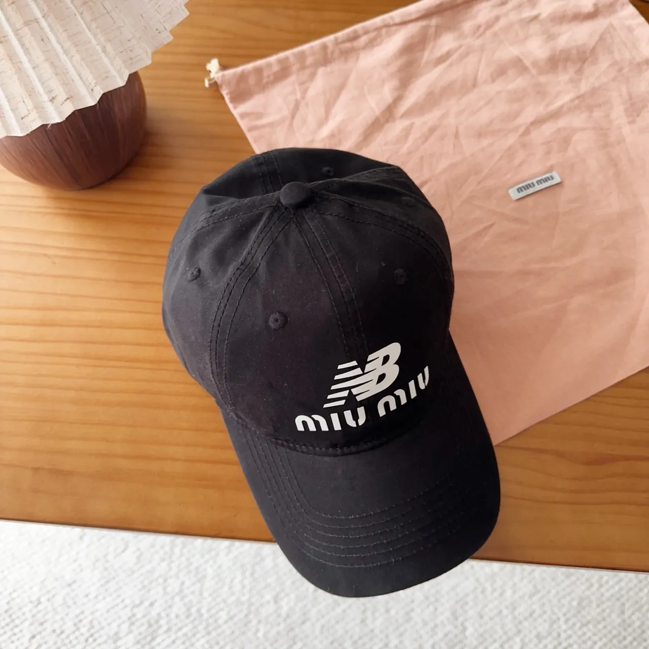 Miu Miu Embroidered Logo Black Baseball Cap 6