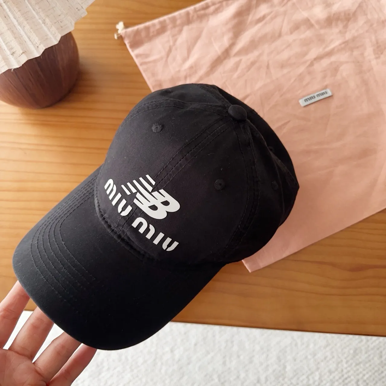 Miu Miu Embroidered Logo Black Baseball Cap 7