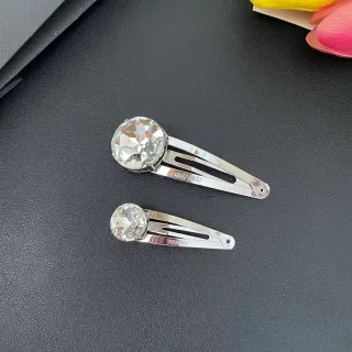 Miu Miu Silver Transparent Metal Faceted Crystal Head Brooch