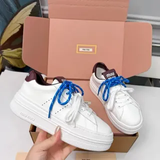 Miu Miu Wander blanco burdeos azul encaje estilo de vida zapatillas