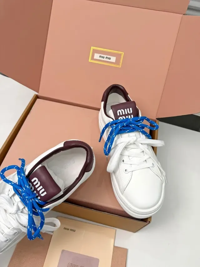 Miu Miu Wander blanc bordeaux bleu dentelle style de vie baskets 2
