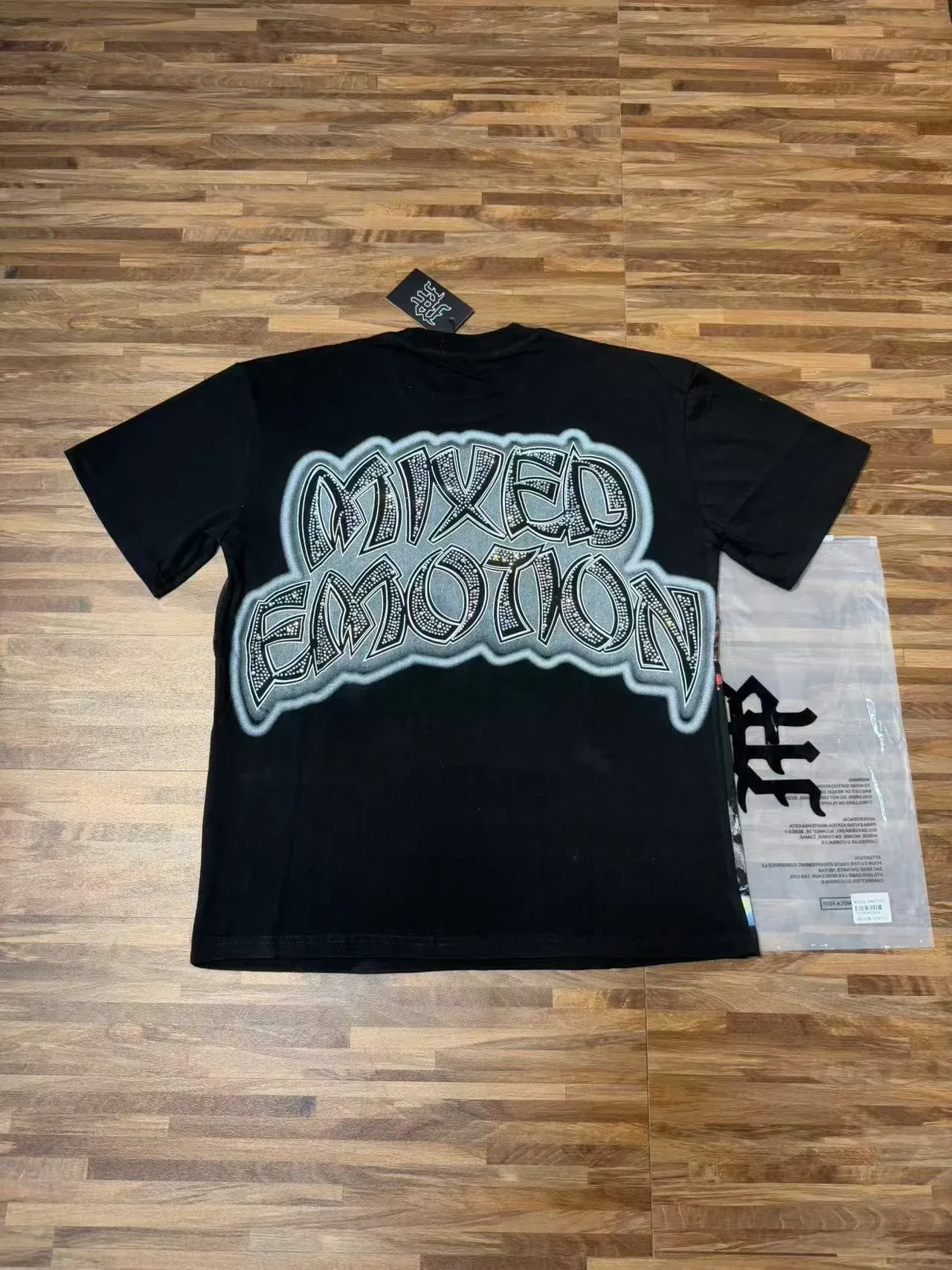 Mixed Emotion Black Multicolor Graphic-Print Rhinestone-Embellished T-Shirt 3