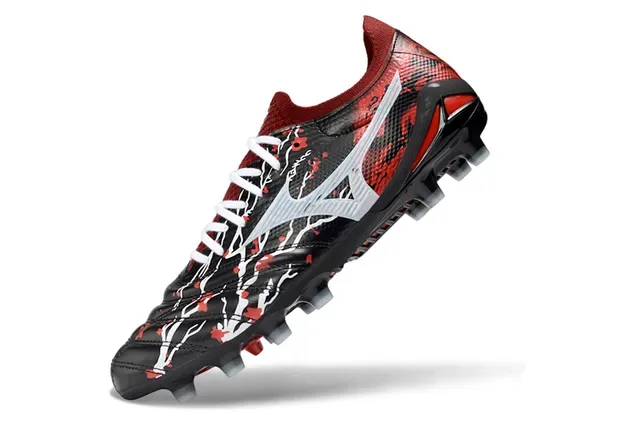 Mizuno Black Red Low-Cut Synthetic Upper Graphic Branch Pattern Firm-Ground Soccer Shoes 3