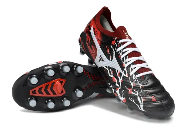 Mizuno Black Red Low-Cut Synthetic Upper Graphic Branch Pattern Firm-Ground Soccer Shoes 4