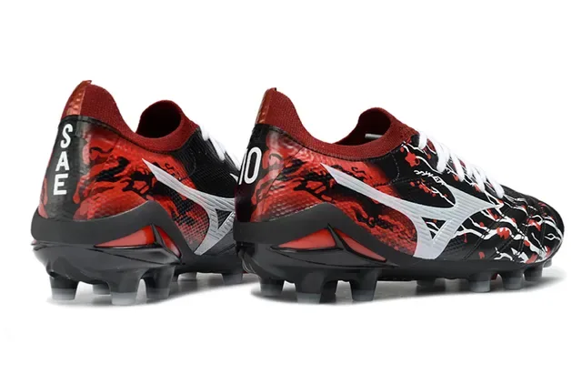 Mizuno Black Red Low-Cut Synthetic Upper Graphic Branch Pattern Firm-Ground Soccer Shoes 5