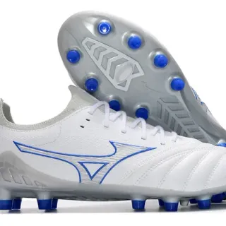 Mizuno Morelia Neo White and Blue Firm-Ground Soccer Shoes