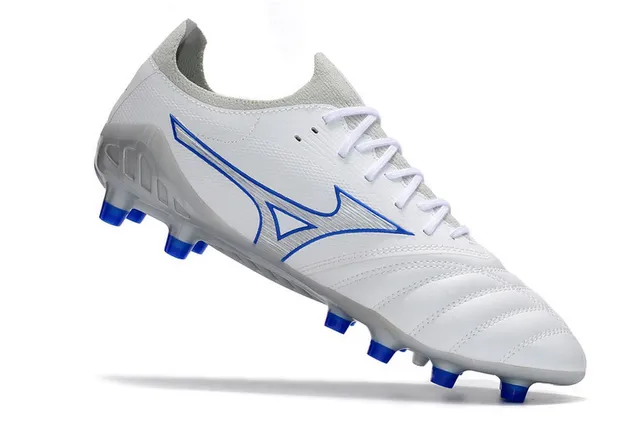 Mizuno Morelia Neo Blanc et Bleu Terrain ferme Chaussures de football 2