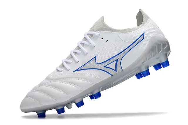 Mizuno Morelia Neo Blanc et Bleu Terrain ferme Chaussures de football 3