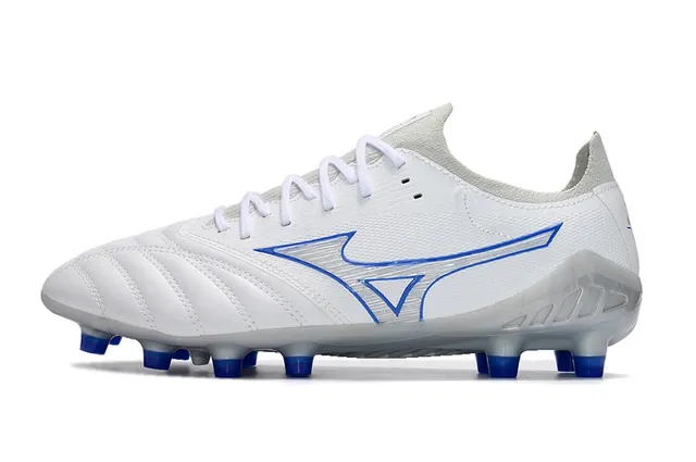 Mizuno Morelia Neo Blanc et Bleu Terrain ferme Chaussures de football 7