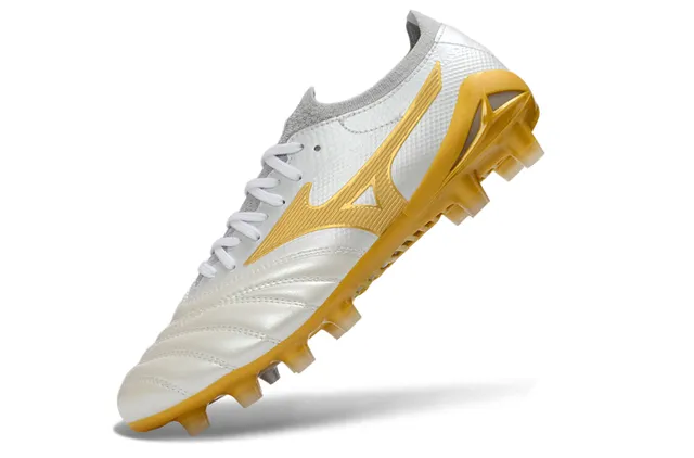 Mizuno Morelia Neo White and Gold Firm-Ground Soccer Shoes 3