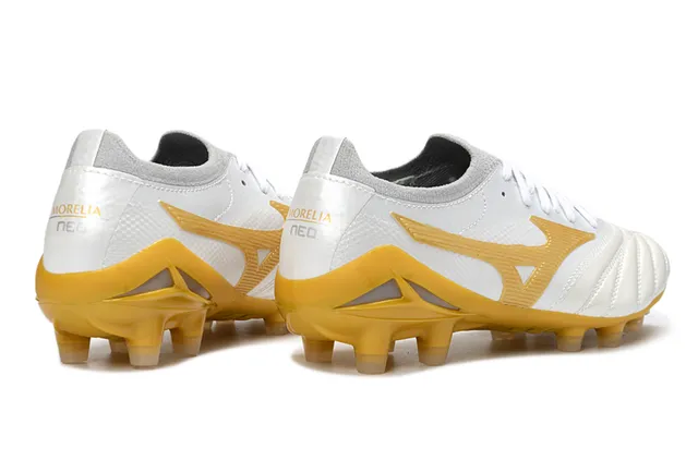 Mizuno Morelia Neo White and Gold Firm-Ground Soccer Shoes 5