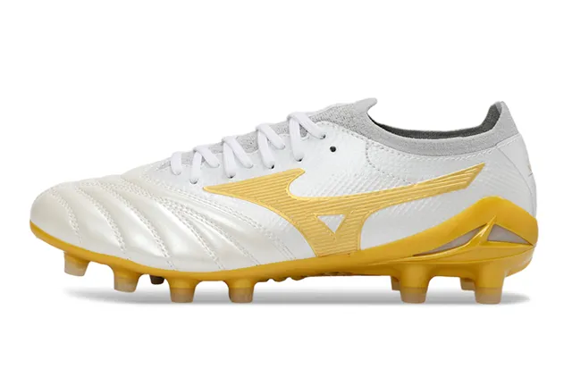 Mizuno Morelia Neo White and Gold Firm-Ground Soccer Shoes 7