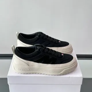 Moncler Black Beige Platform Sole Textile Upper Lifestyle Sneakers