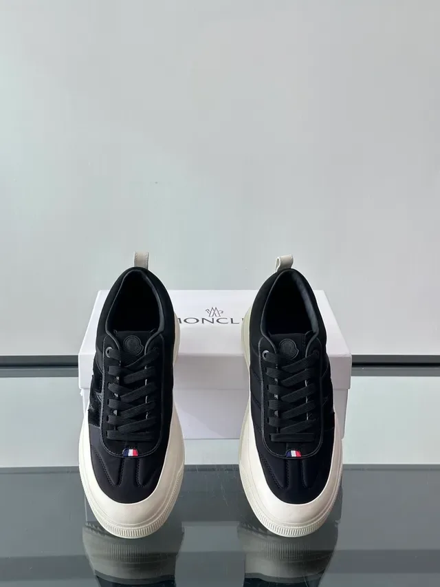 Moncler Black Beige Platform Sole Textile Upper Lifestyle Sneakers 3