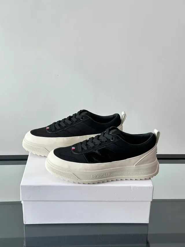 Moncler Black Beige Platform Sole Textile Upper Lifestyle Sneakers 4