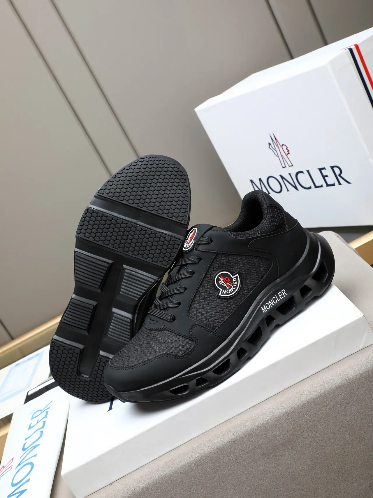 Moncler Black Mesh-and-Synthetic Upper Lifestyle Sneakers 4