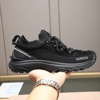 Moncler Black Sock-Fit Knit Collar Suede And Textile Upper Lifestyle Sneakers