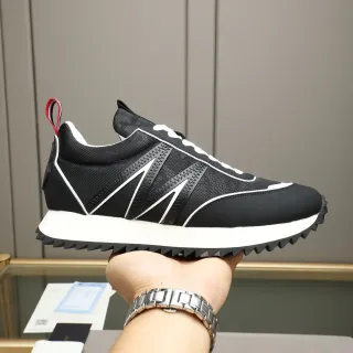 Moncler Black White Zigzag-Stitched M Overlay Mesh And Synthetic Upper Lifestyle Sneakers
