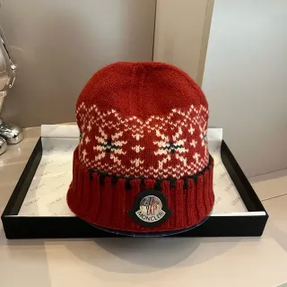 Moncler Fair Isle Knit Red Beanie