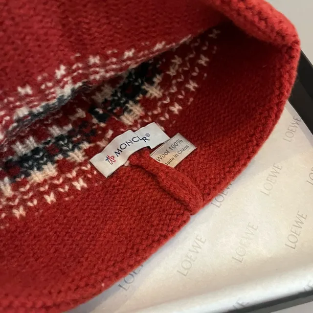 Moncler Fair Isle Knit Red Beanie 4