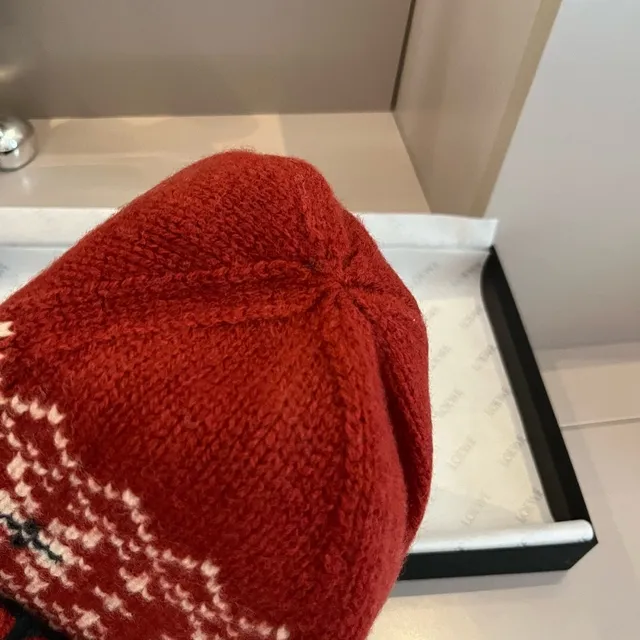 Moncler Fair Isle Knit Red Beanie 5
