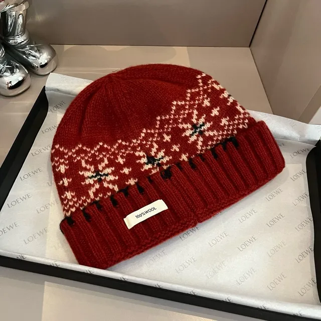 Moncler Fair Isle Knit Red Beanie 7