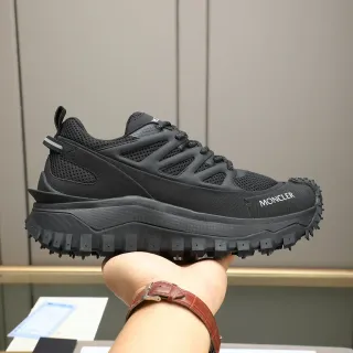 Moncler Grenoble Black Mesh And Synthetic Overlay Chunky Sneakers