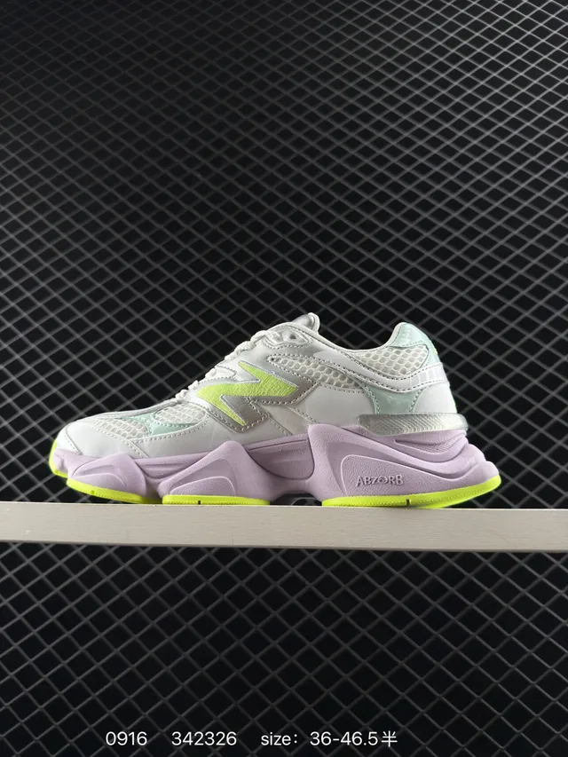 New Balance 9060 Gris Violet Accent Néon Chunky Sneakers 5