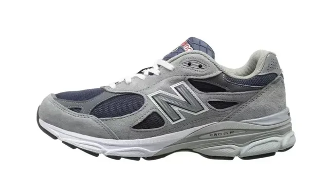 New Balance 990 Cinza Marinho Camurça E Malha Superior Sola Intermediária Espessa Multicamadas Lifestyle Sneakers 4
