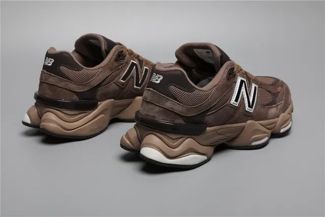 New Balance Marrom Bege Sola Grossa Camurça e Malha Superior Tênis Lifestyle 3