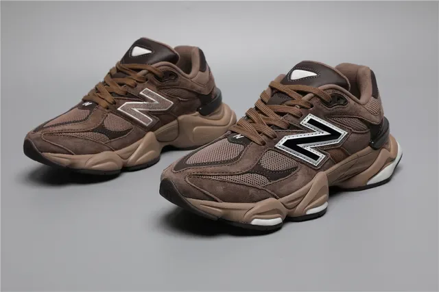 New Balance Marrom Bege Sola Grossa Camurça e Malha Superior Tênis Lifestyle 5