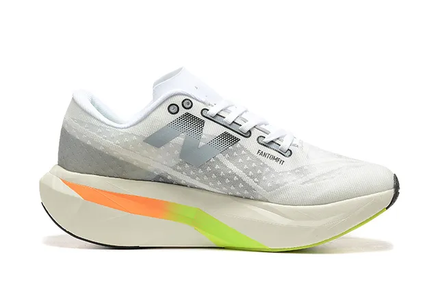 New Balance FuelCell Elite أبيض رمادي شبكة مهندسة علوة هندسية أحذية جري 6