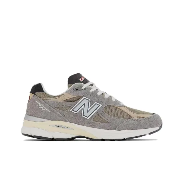 New Balance أحذية رياضية أنماط حياة رمادي بيج شبكي وأبو سمكة علوة وسطة رغوة متعددة الطبقات 2