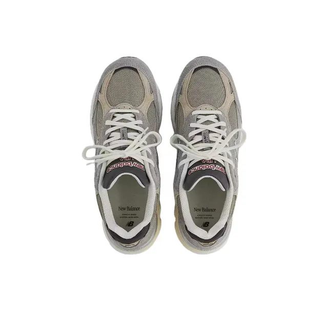 New Balance أحذية رياضية أنماط حياة رمادي بيج شبكي وأبو سمكة علوة وسطة رغوة متعددة الطبقات 6