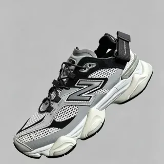 New Balance Gray Black Multi-Layered Midsole Perforated Mesh Upper Chunky Sneakers