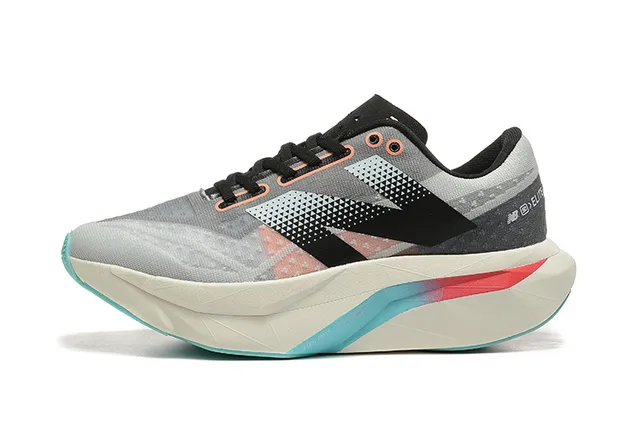 New Balance Gray Multicolor Engineered Mesh Upper Geometric Midsole Running Shoes 1