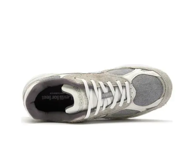 New Balance Gray White Suede And Mesh Upper Chunky Midsole Lifestyle Sneakers 2