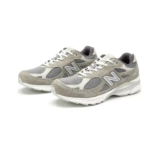 New Balance Gray White Suede And Mesh Upper Chunky Midsole Lifestyle Sneakers 3