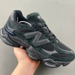 New Balance أخضر أسود قاعدة متعددة الطبقات سويد وشبكة علوية حذاء رياضي كبير