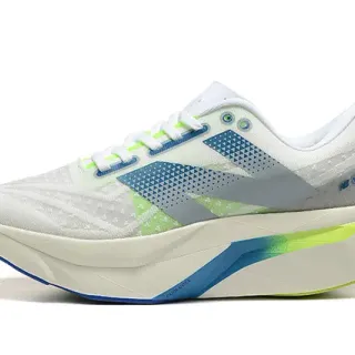 New Balance White Blue Engineered Mesh Upper Geometric Overlays Running Shoes