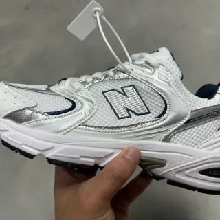 New Balance White Silver Mesh And Synthetic Overlay Metallic Accents Lifestyle Sneakers
