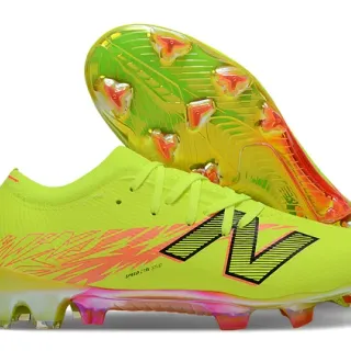 New Balance Yellow Pink Neon Lime Synthetic Upper Lightning Graphic Firm-Ground Soccer Shoes