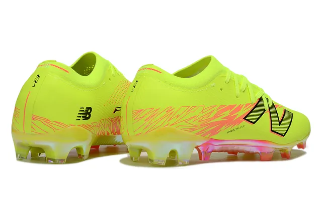 New Balance হলুদ গোলাপি নিউন লাইম ফুটবল জুতা Synthetic Upper Lightning Graphic Firm-Ground 5