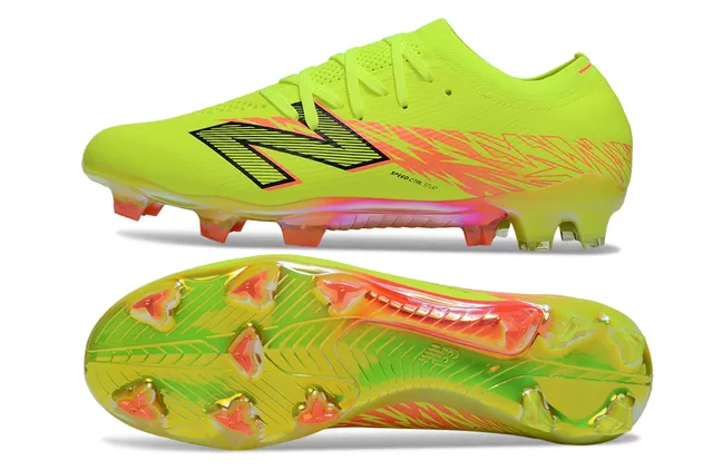 New Balance হলুদ গোলাপি নিউন লাইম ফুটবল জুতা Synthetic Upper Lightning Graphic Firm-Ground 6