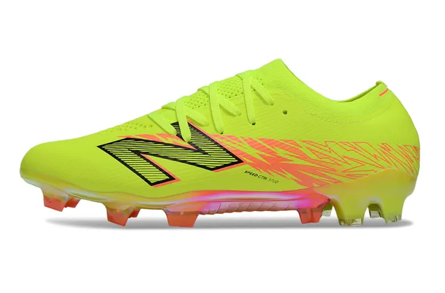 New Balance হলুদ গোলাপি নিউন লাইম ফুটবল জুতা Synthetic Upper Lightning Graphic Firm-Ground 7